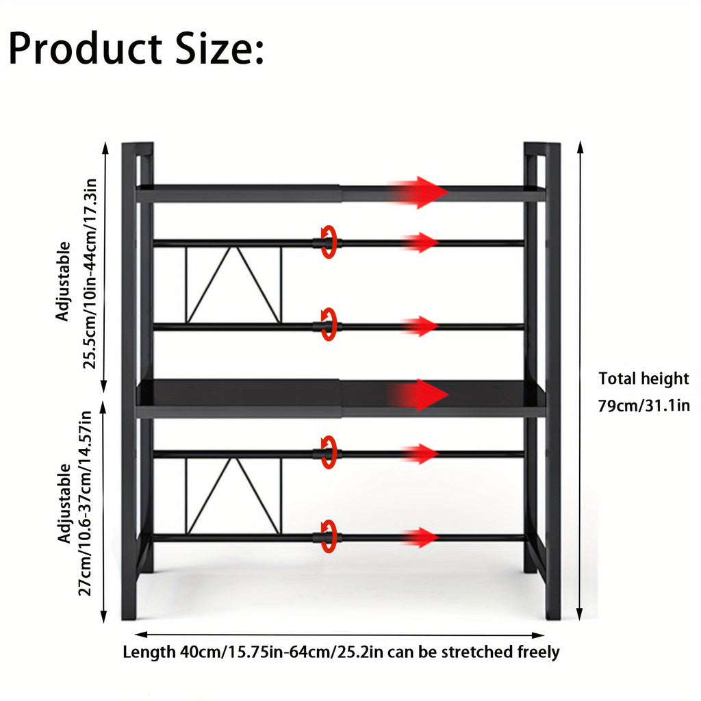 Organizador Extensível para Micro-ondas 3 Níveis em Metal (40-64 cm)