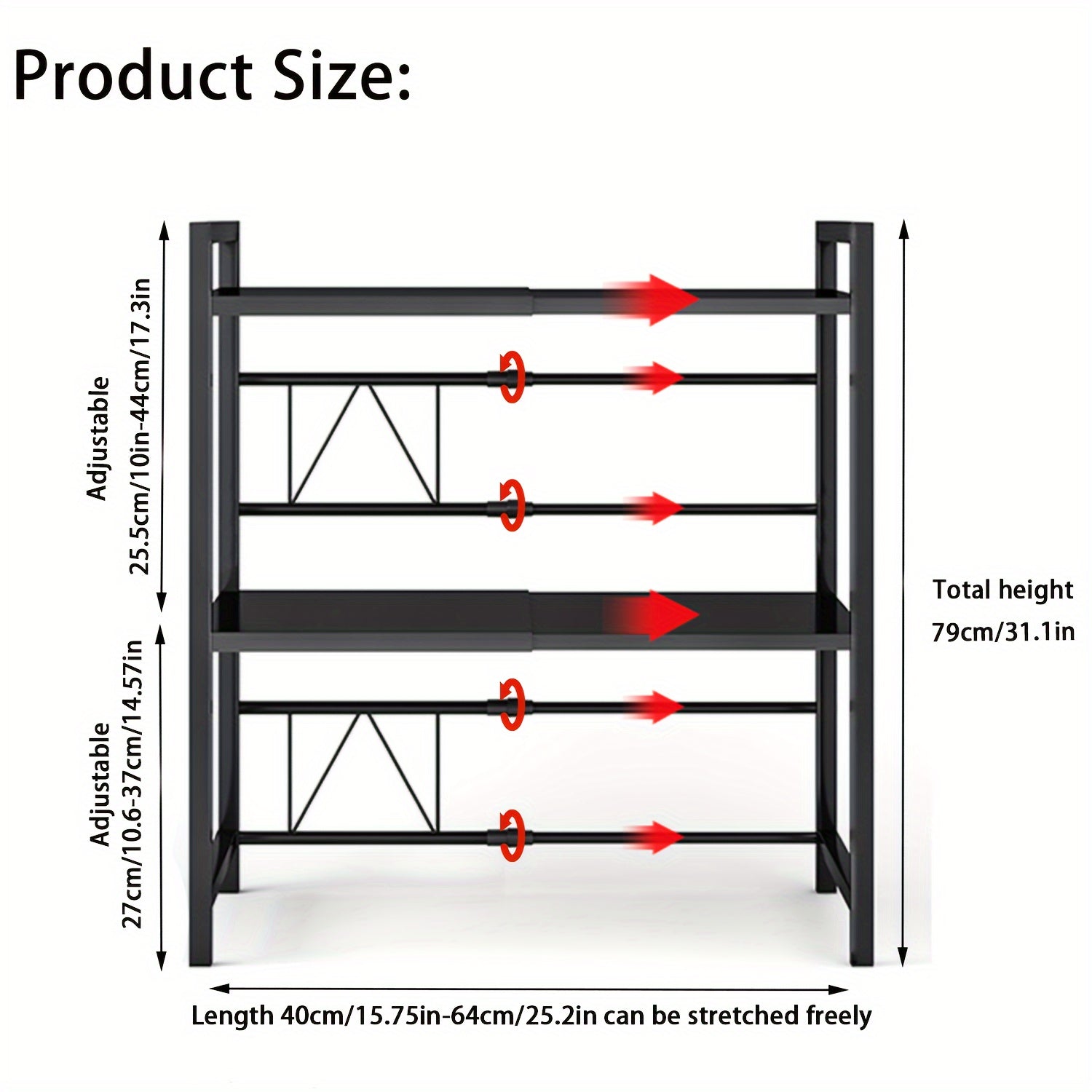 Organizador Extensível para Micro-ondas 3 Níveis em Metal (40-64 cm)