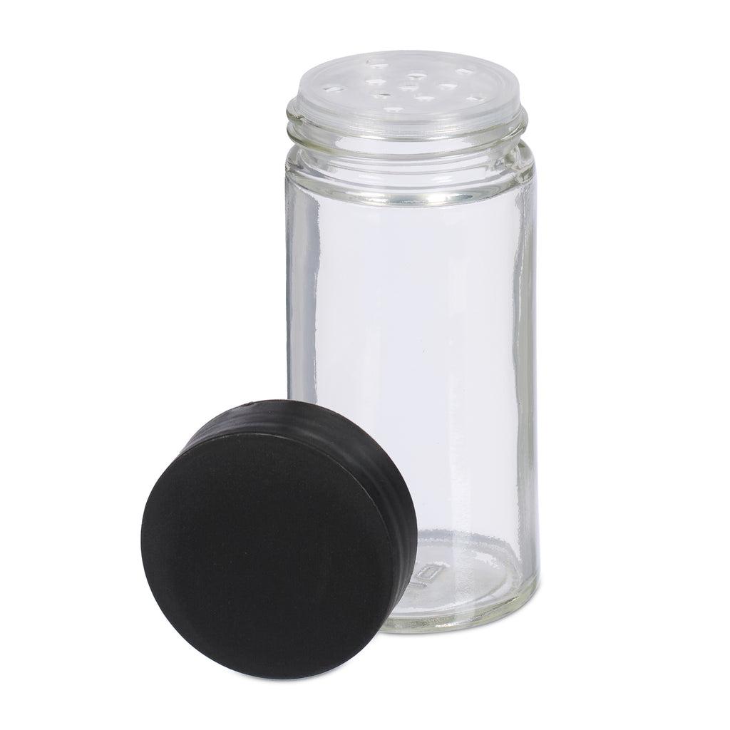 Carrossel de Especiarias em Preto/Natural em Vidro – Organizador Giratório de Temperos para Banca