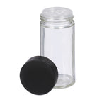 Carrossel de Especiarias em Preto/Natural em Vidro – Organizador Giratório de Temperos para Banca