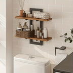 Prateleira Mural Dupla em Metal e Madeira com Fixação Sem Furos