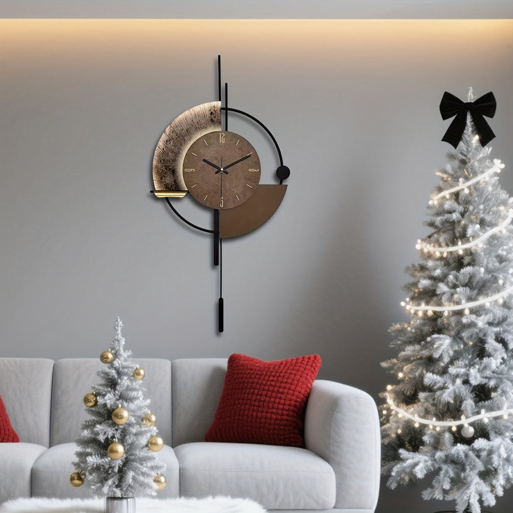 Relógio de Parede Silencioso Preto e Dourado com Movimento Quartz Japonês