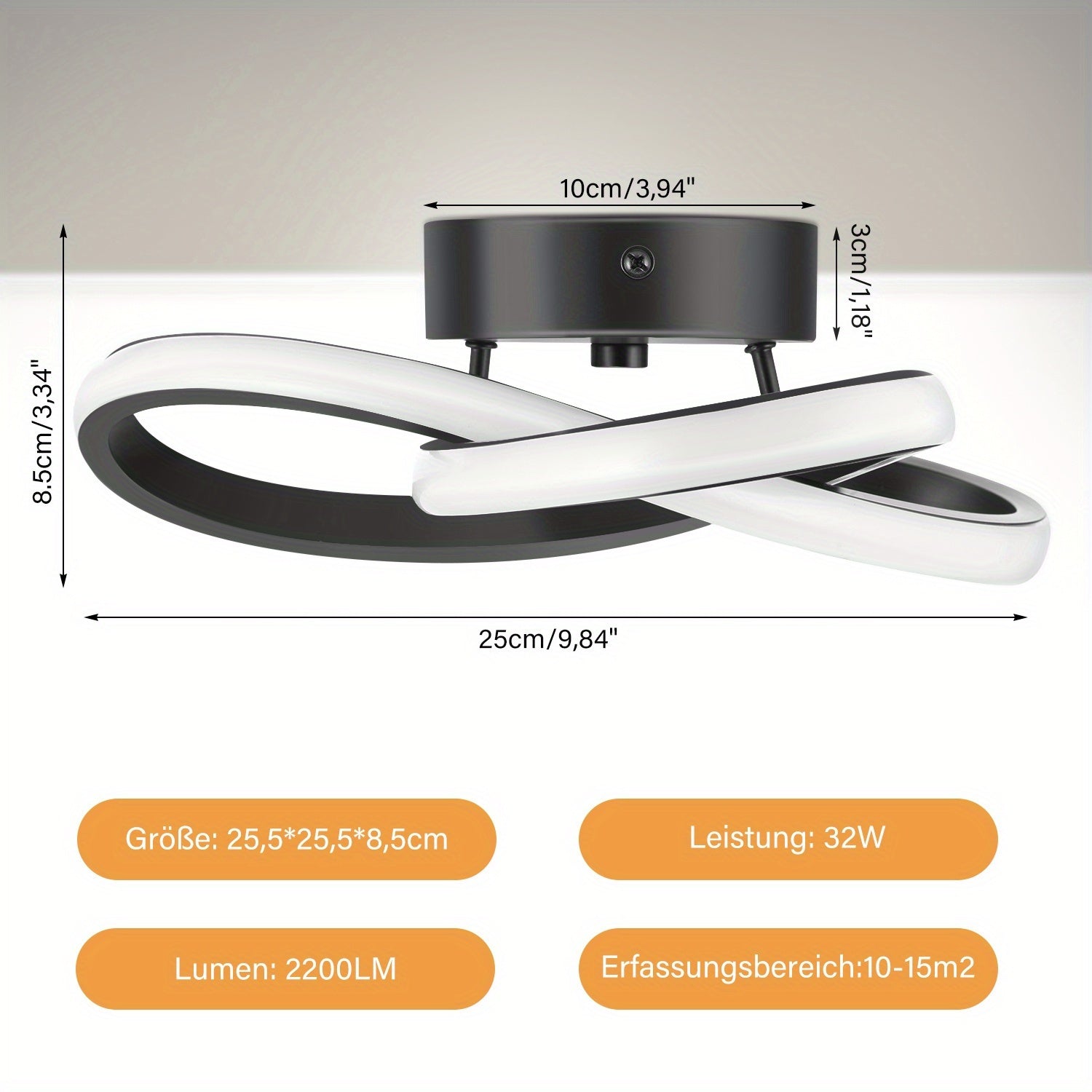 Candeeiro de Teto LED Curvo Dourado 32W – Luz Tricolor Ajustável