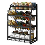 Organizador de Especiarias de Bancada 4 Níveis em Metal Preto