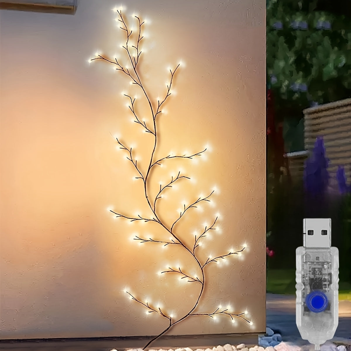 Luzes Decorativas LED em Vime Flexível – Branco Quente, USB, 8 Modos, 2 m