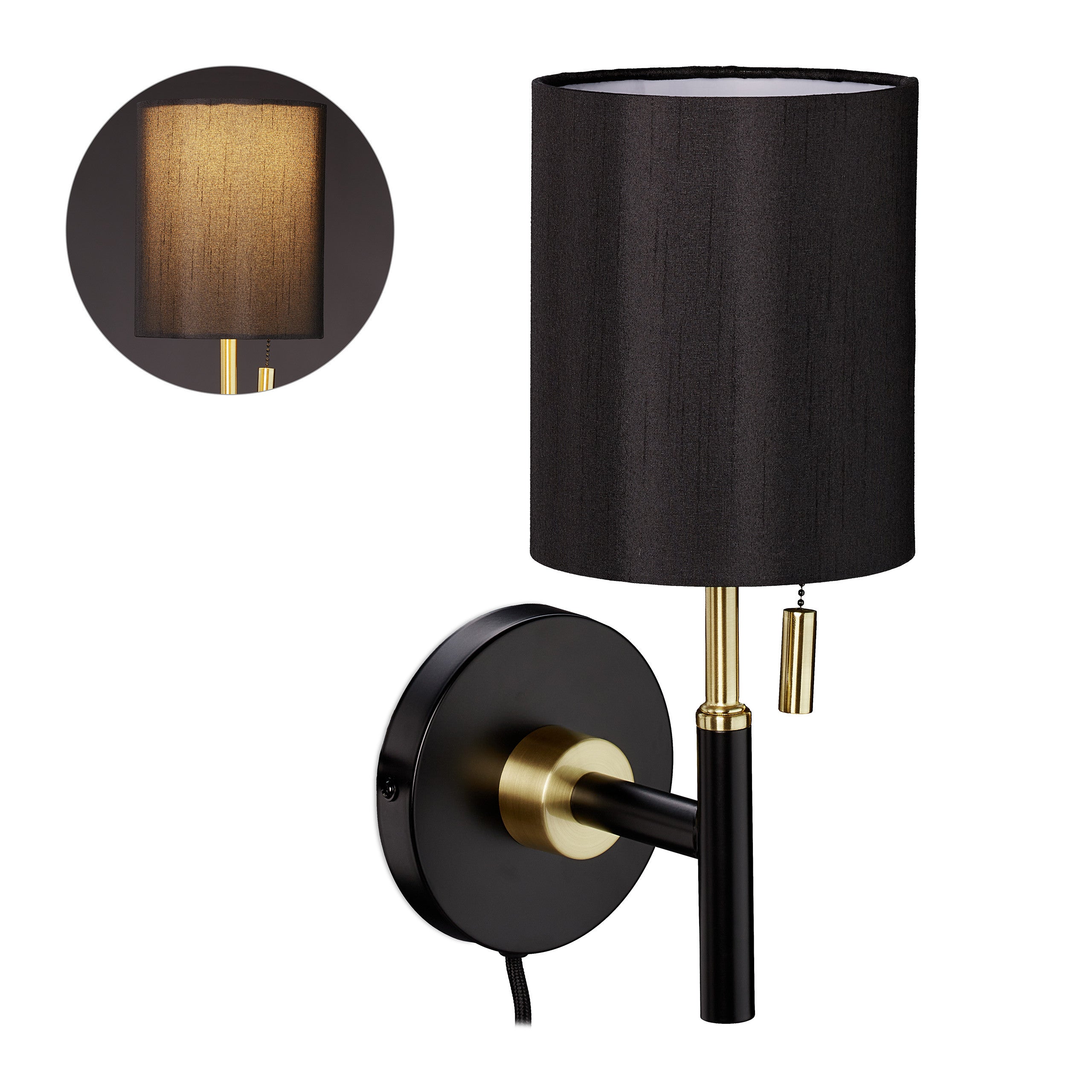 Arandela de Parede Preto e Dourado em Estilo Art Déco