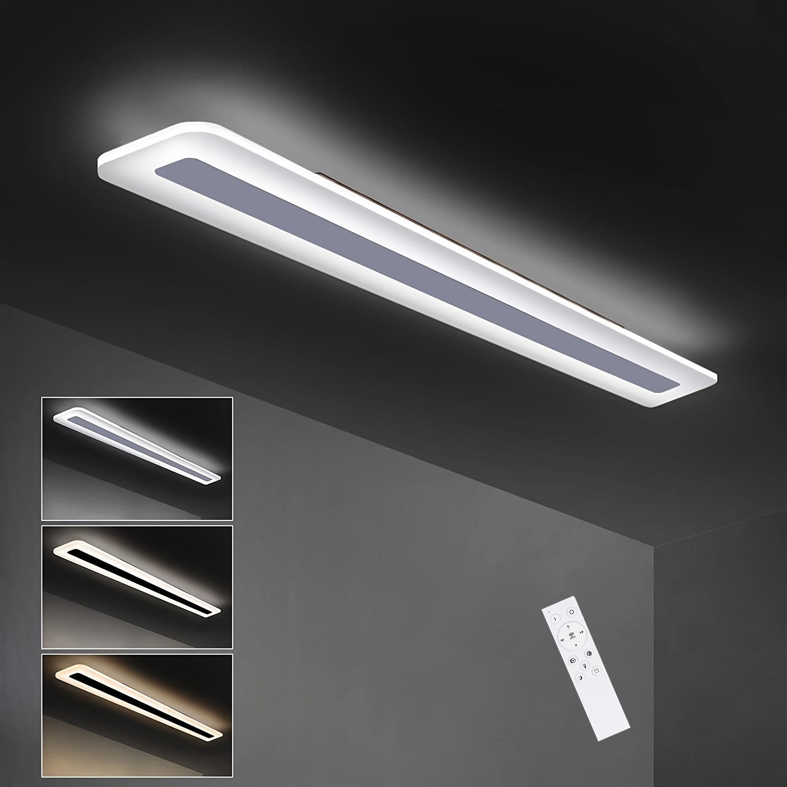 Candeeiro de Teto LED Regulável 60cm com Comando – Design Moderno Slim
