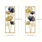 Conjunto 2 Quadros Decorativos em Metal – Folhas de Ginkgo 3D Douradas, 85 × 31 cm