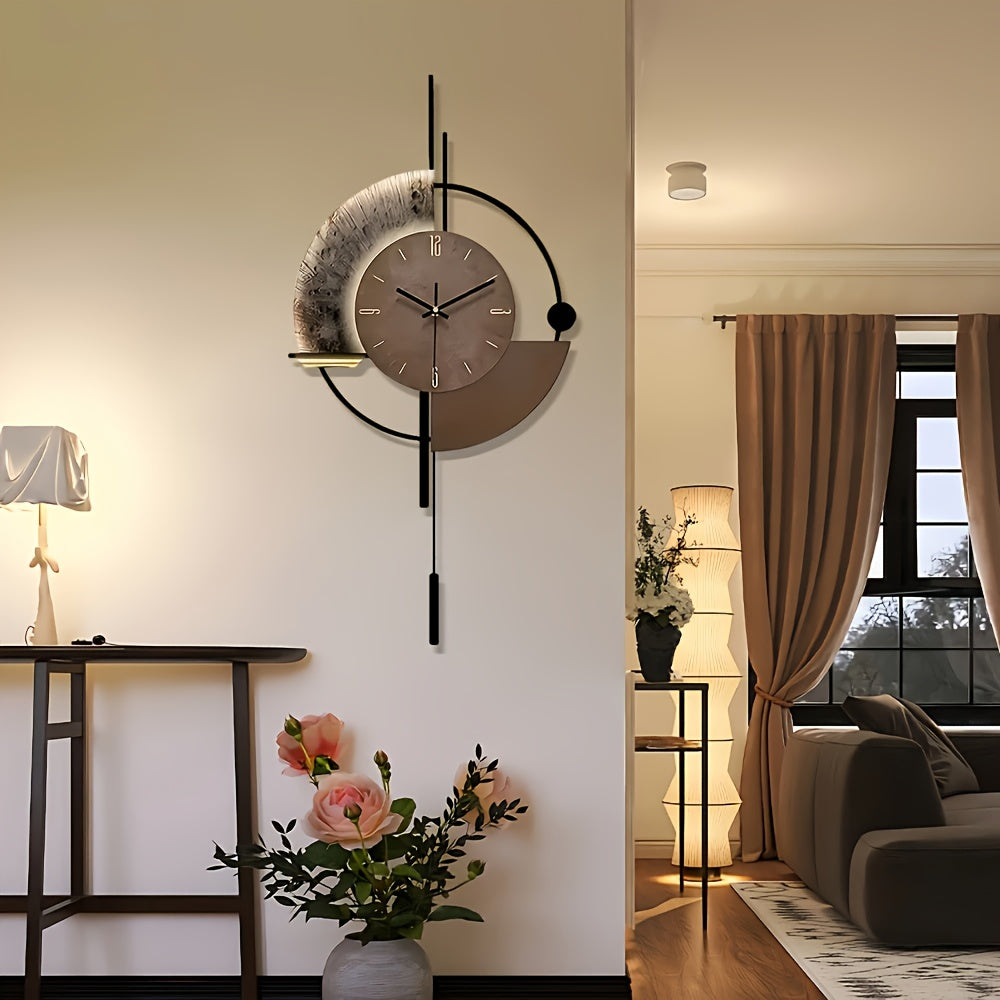 Relógio de Parede Silencioso Preto e Dourado com Movimento Quartz Japonês