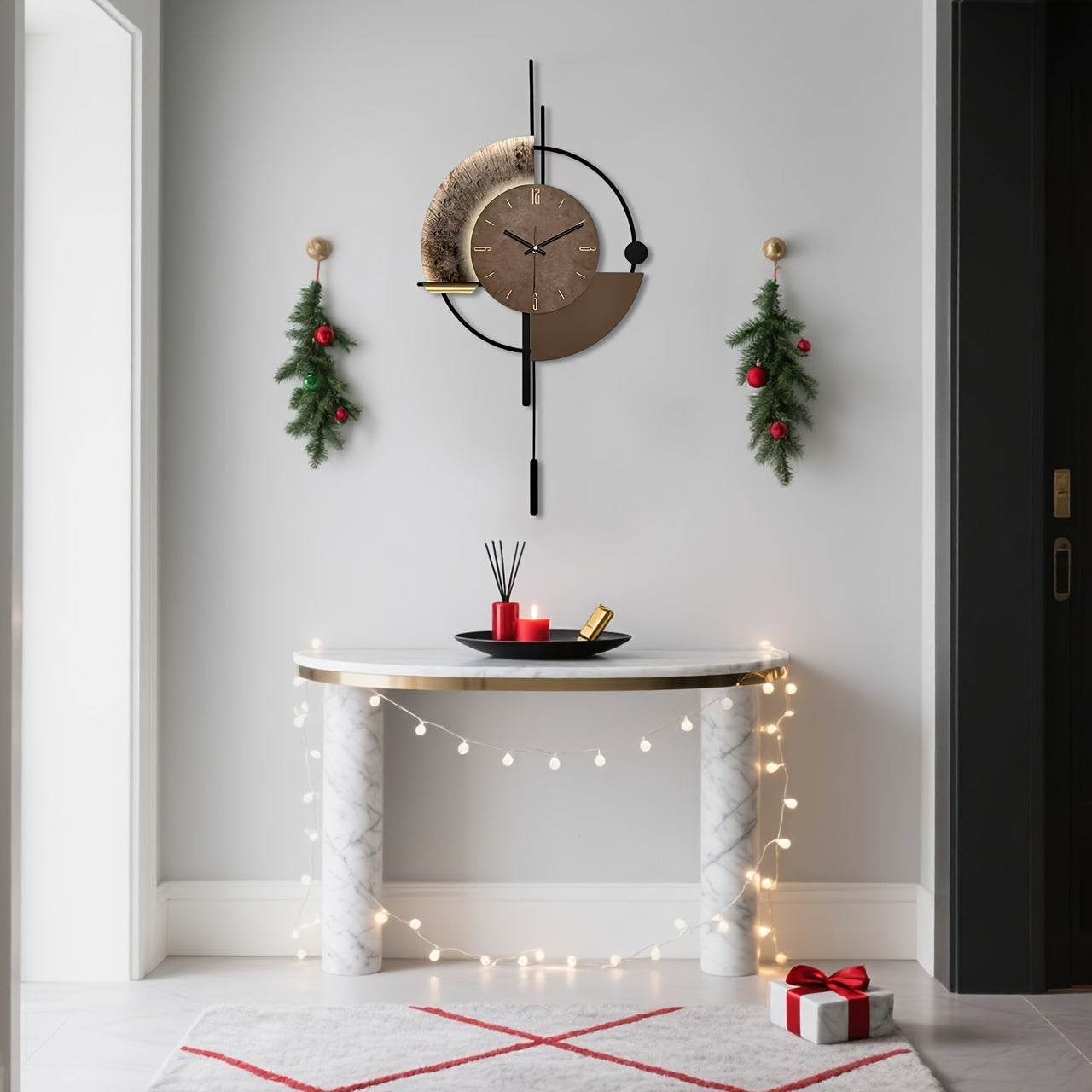 Relógio de Parede Silencioso Preto e Dourado com Movimento Quartz Japonês