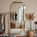 Espelho de Corpo Inteiro Arqueado com Altura Ajustável em Metal