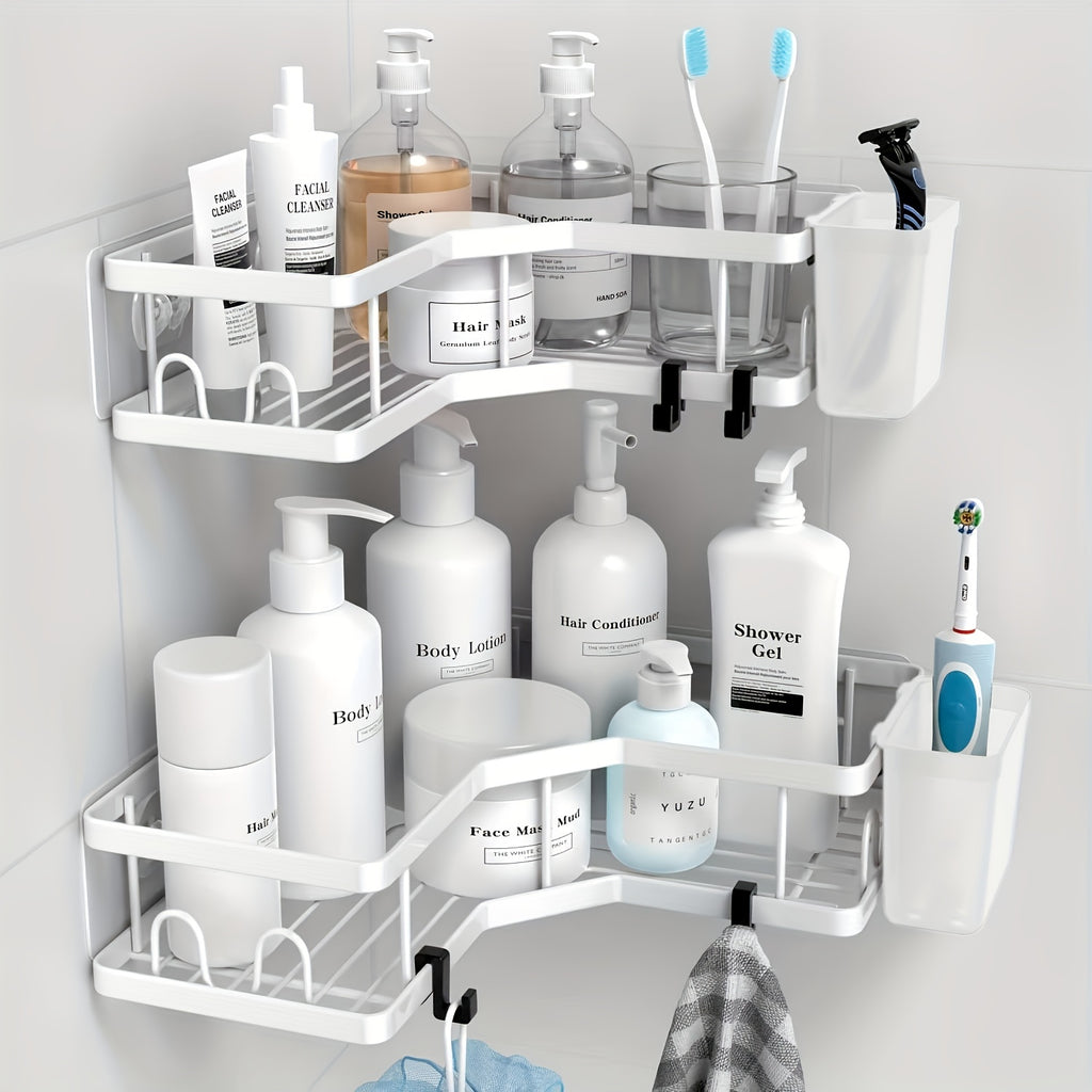 Organizador de Canto para Duche em Aço Inoxidável com Porta-Sabonete e Ganchos