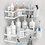 Organizador de Canto para Duche em Aço Inoxidável com Porta-Sabonete e Ganchos