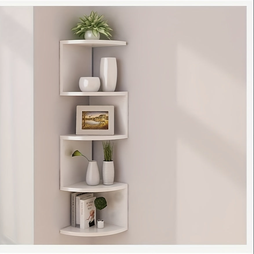 Estante de Canto 5 Níveis Branco – Organizador Moderno e Compacto para Sala, Quarto e Escritório