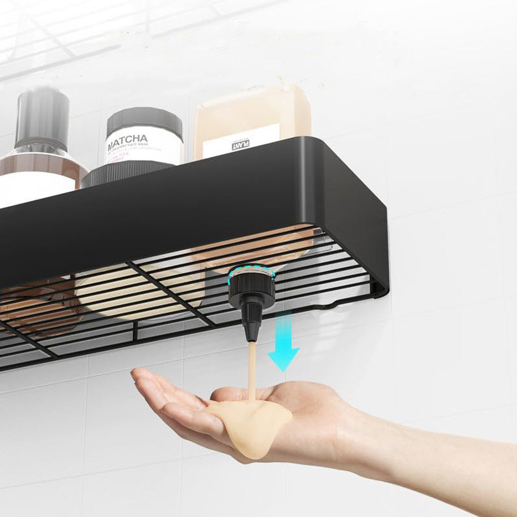 Conjunto Organizador Casa De Banho 2 Prateleiras de Duche Pretas – Alumínio Space, Sem Perfuração, Montagem na Parede