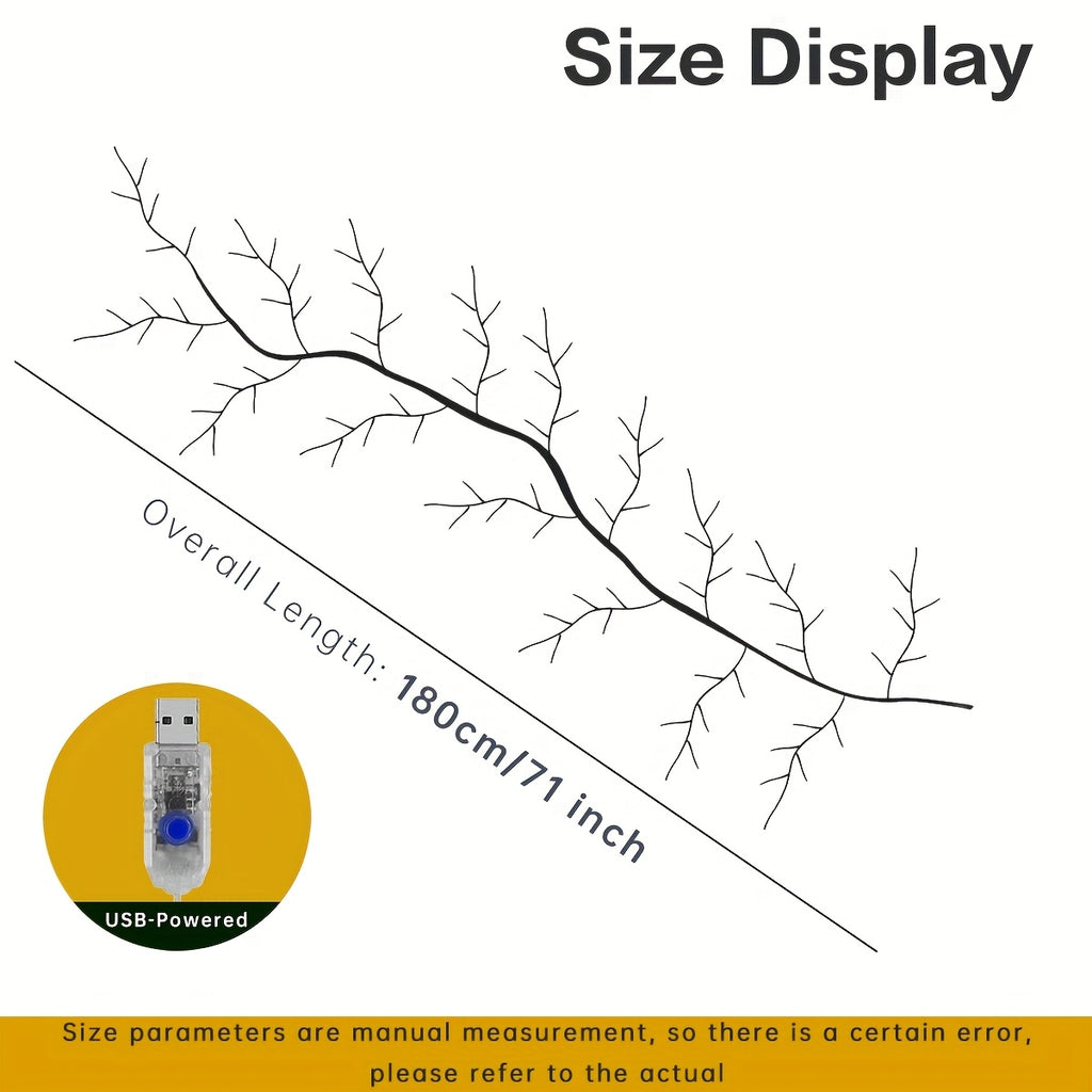 Luzes Decorativas LED em Vime Flexível – Branco Quente, USB, 8 Modos, 2 m