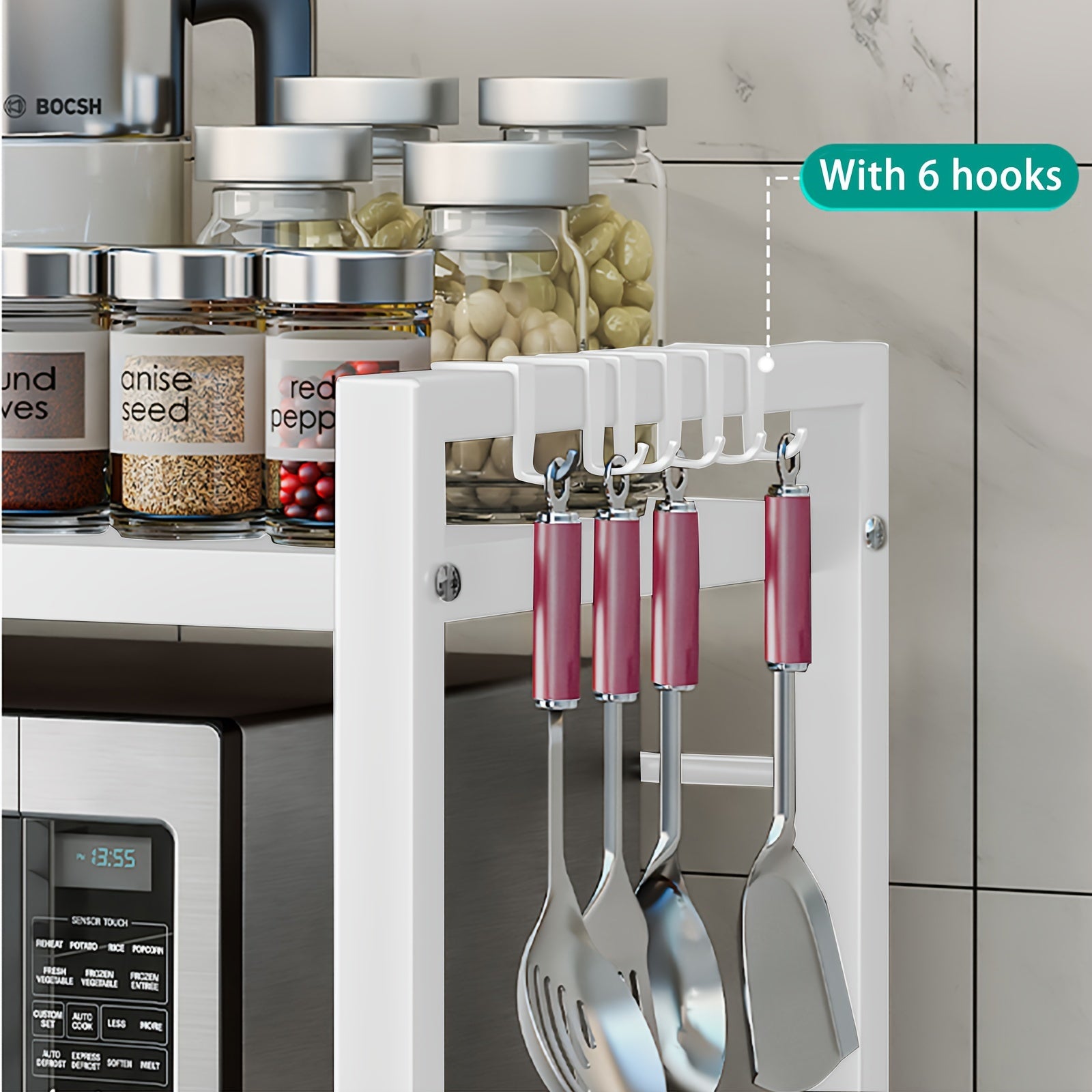 Organizador Extensível para Micro-ondas 3 Níveis em Metal (40-64 cm)