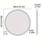 Espelho Redondo de Banheiro com Iluminação LED – Antienbaçamento, 3 Tonalidades de Luz, Memória e Desembaçador Integrado